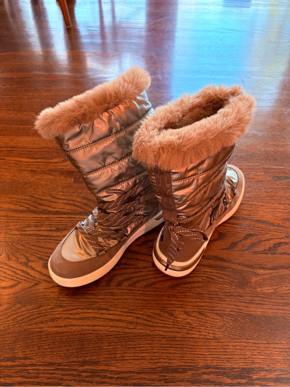Geox Brown Quilted Faux-Fur Winter Boots